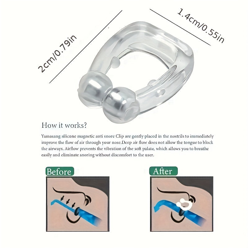 Dispositivo Magnético Anti-Ronco - Plugue Nasal de Silicone para Homens & Mulheres, Tratamento Doméstico Sem Bateria